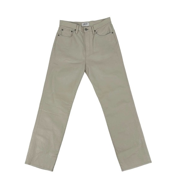 Agolde Los Angeles Women Recycled Leather 90s Pinch Waist Pant Solid taupe Sz 28 - Picture 1 of 16